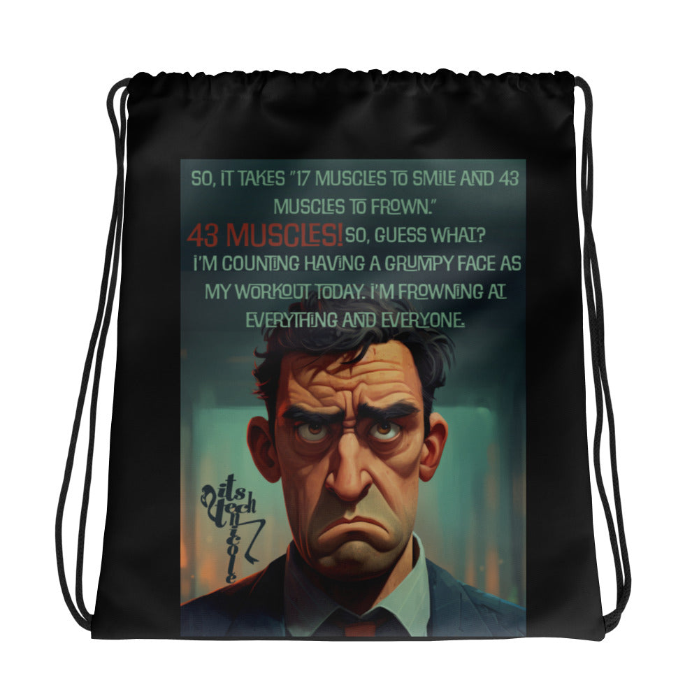 Grumpy Face Drawstring bag