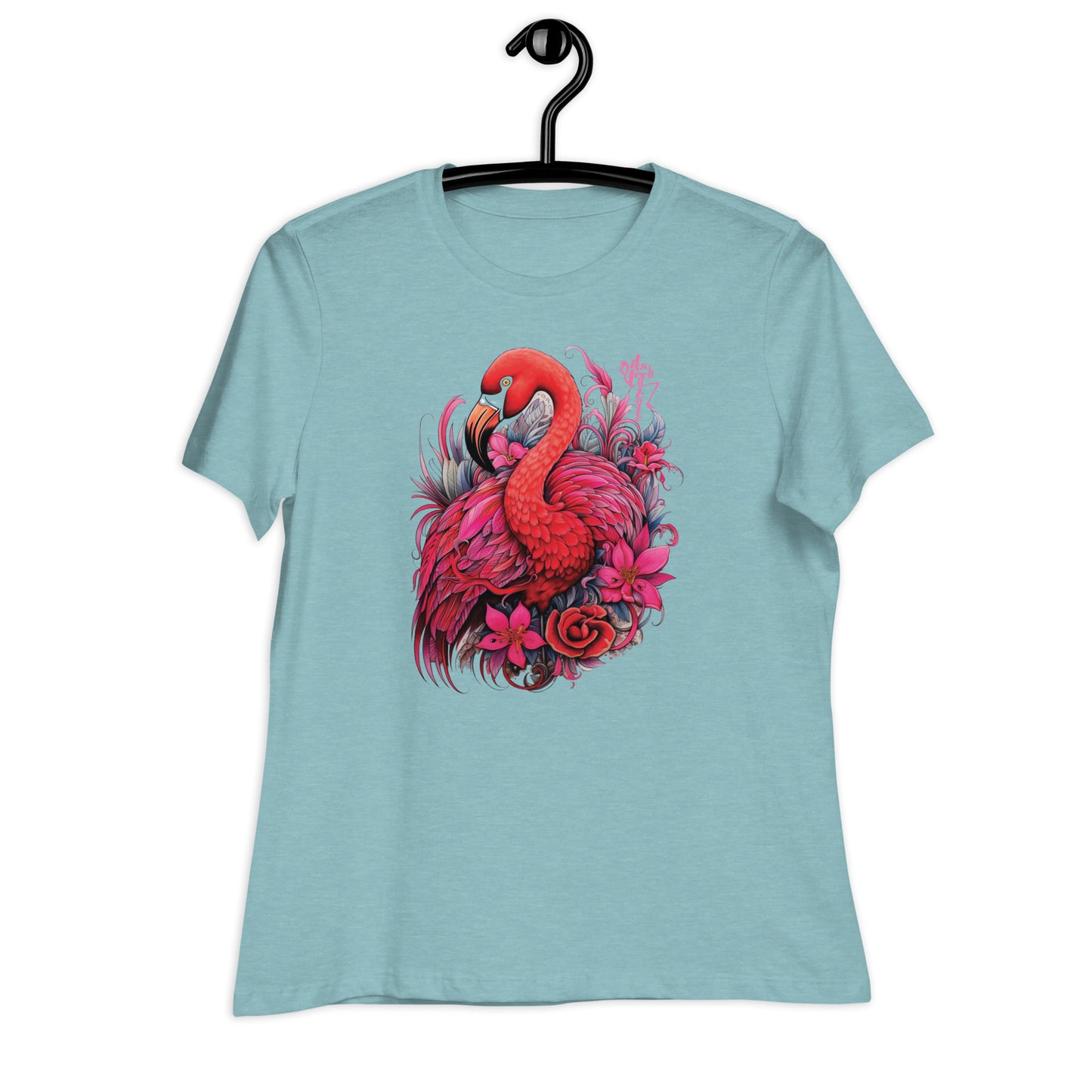 Flamingo Floral Zentangle Women's Relaxed T-Shirt