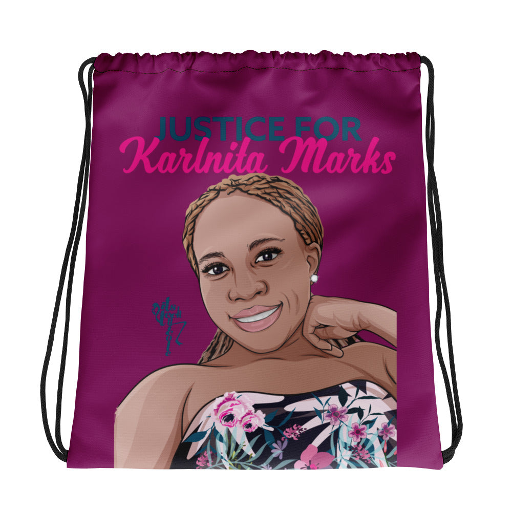 Justice for Karlnita Marks Series 2 Drawstring bag