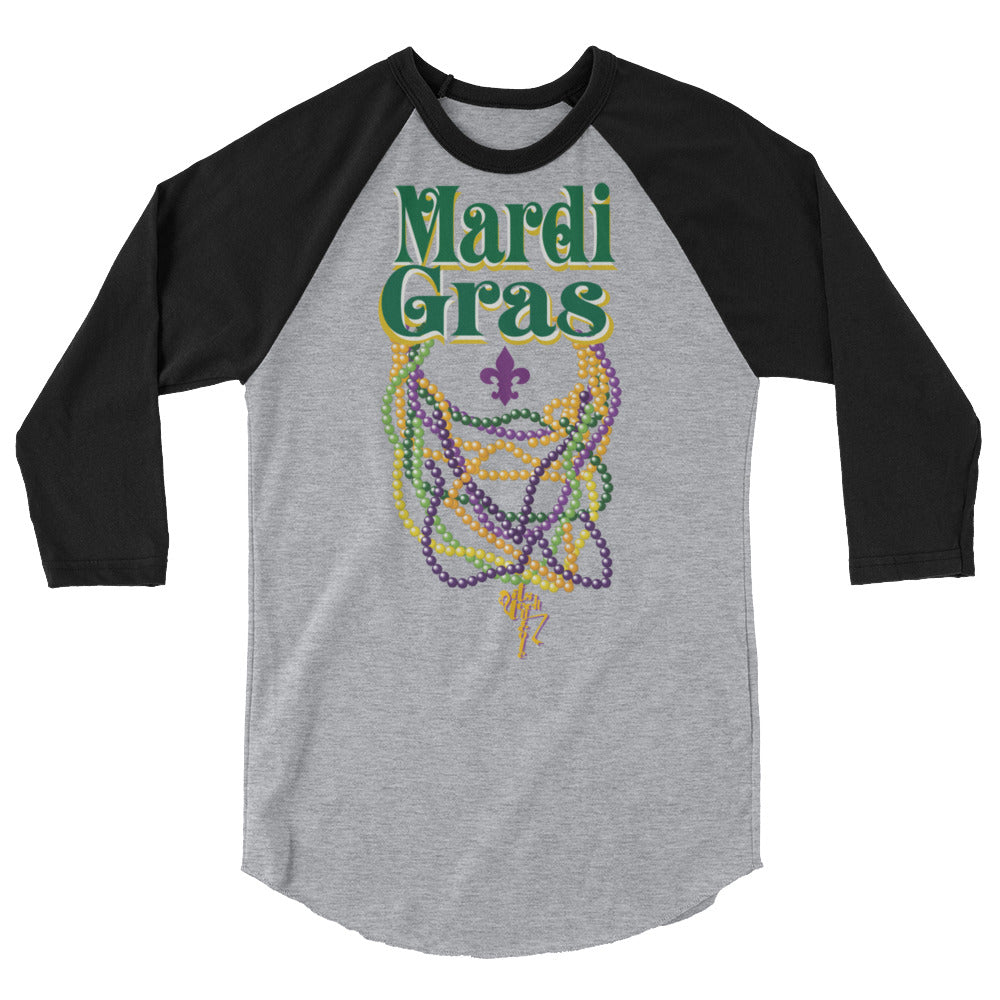 Mardi Gras Beads 3/4 sleeve raglan shirt