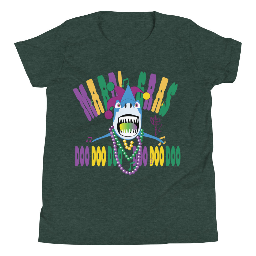 Mardi Gras Shark Youth Short Sleeve T-Shirt
