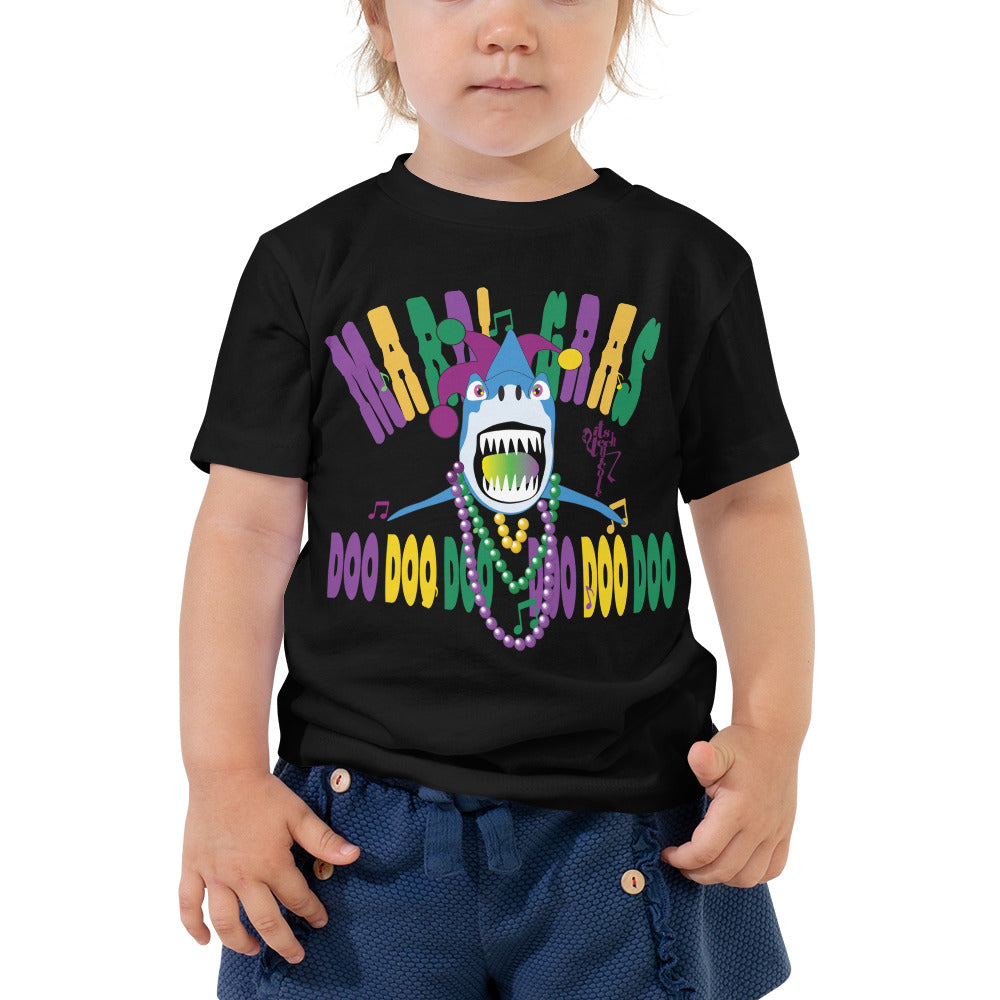 Mardi Gras Shark Toddler Short Sleeve Tee