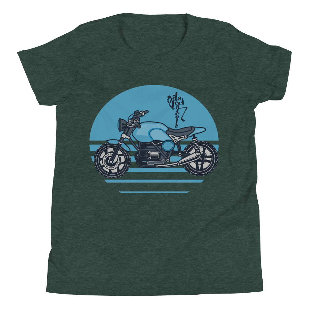 Motorcycle (Blue) Youth Short Sleeve T-Shirt