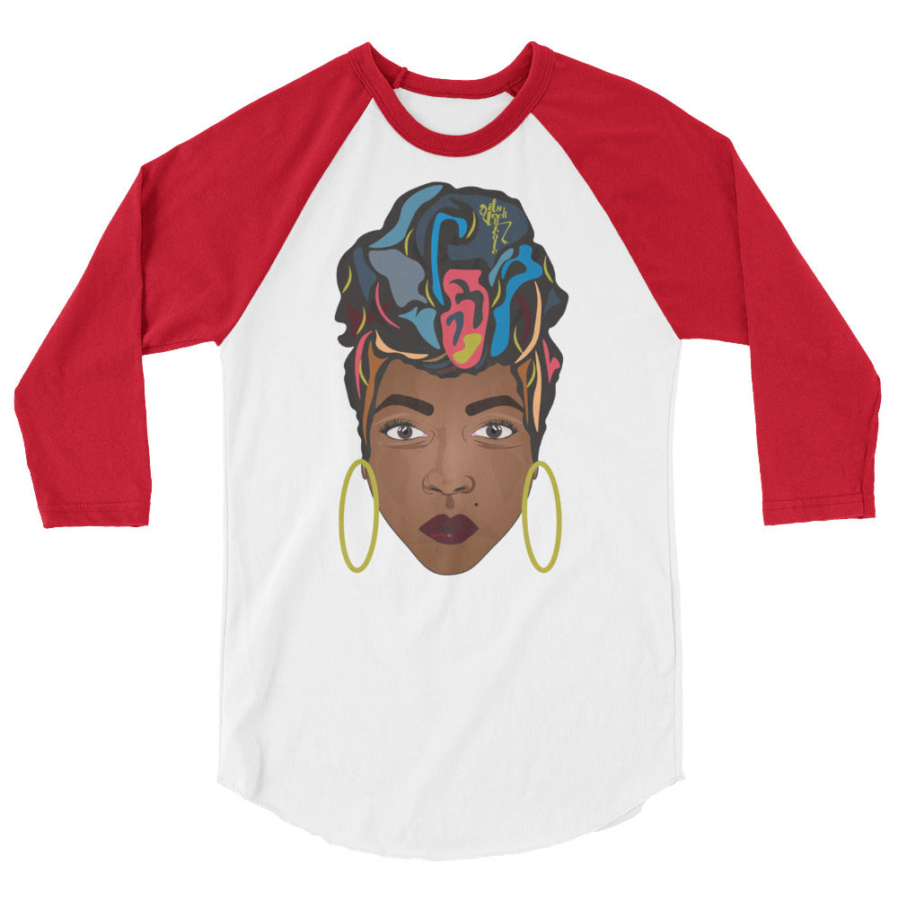 Wrap Queen: Multicolor 3/4 sleeve raglan shirt