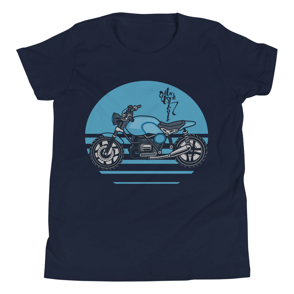 Motorcycle (Blue) Youth Short Sleeve T-Shirt