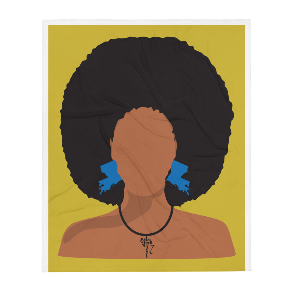 Melanin Poppin' with Louisiana Earrings Throw Blanket