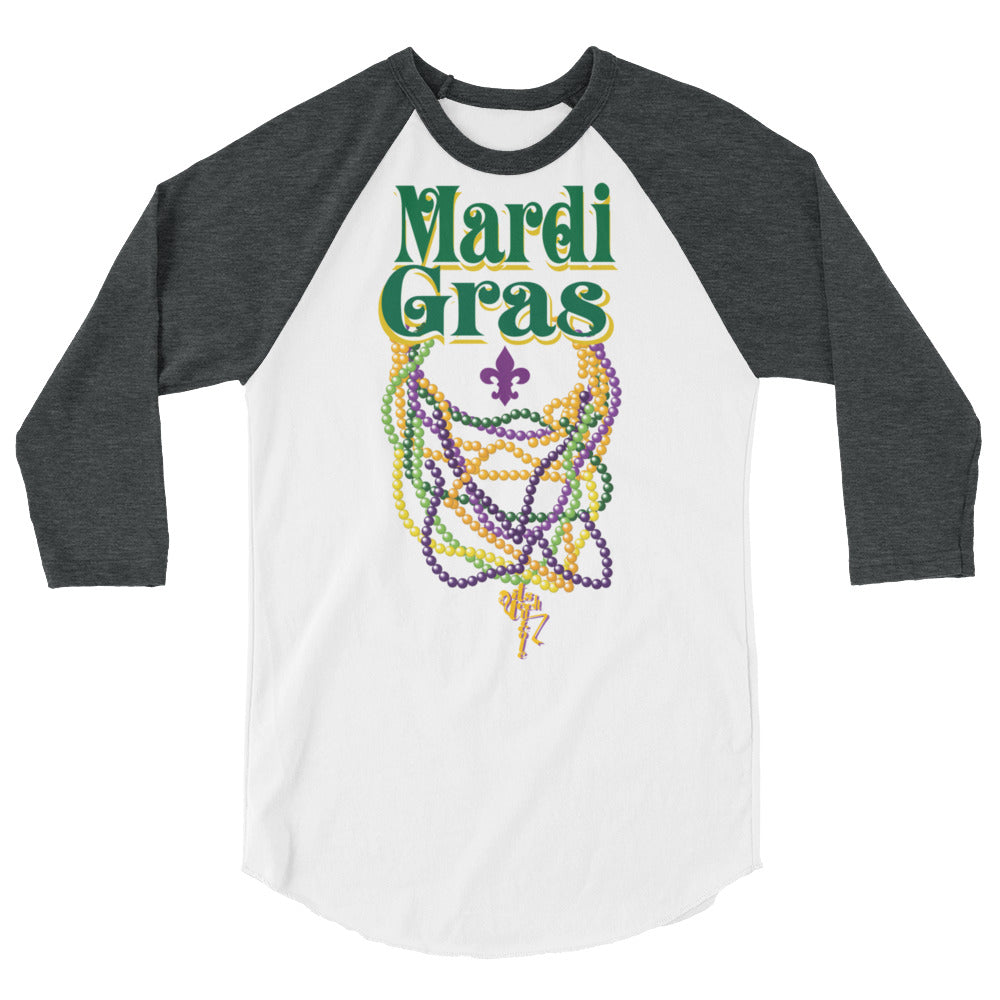 Mardi Gras Beads 3/4 sleeve raglan shirt