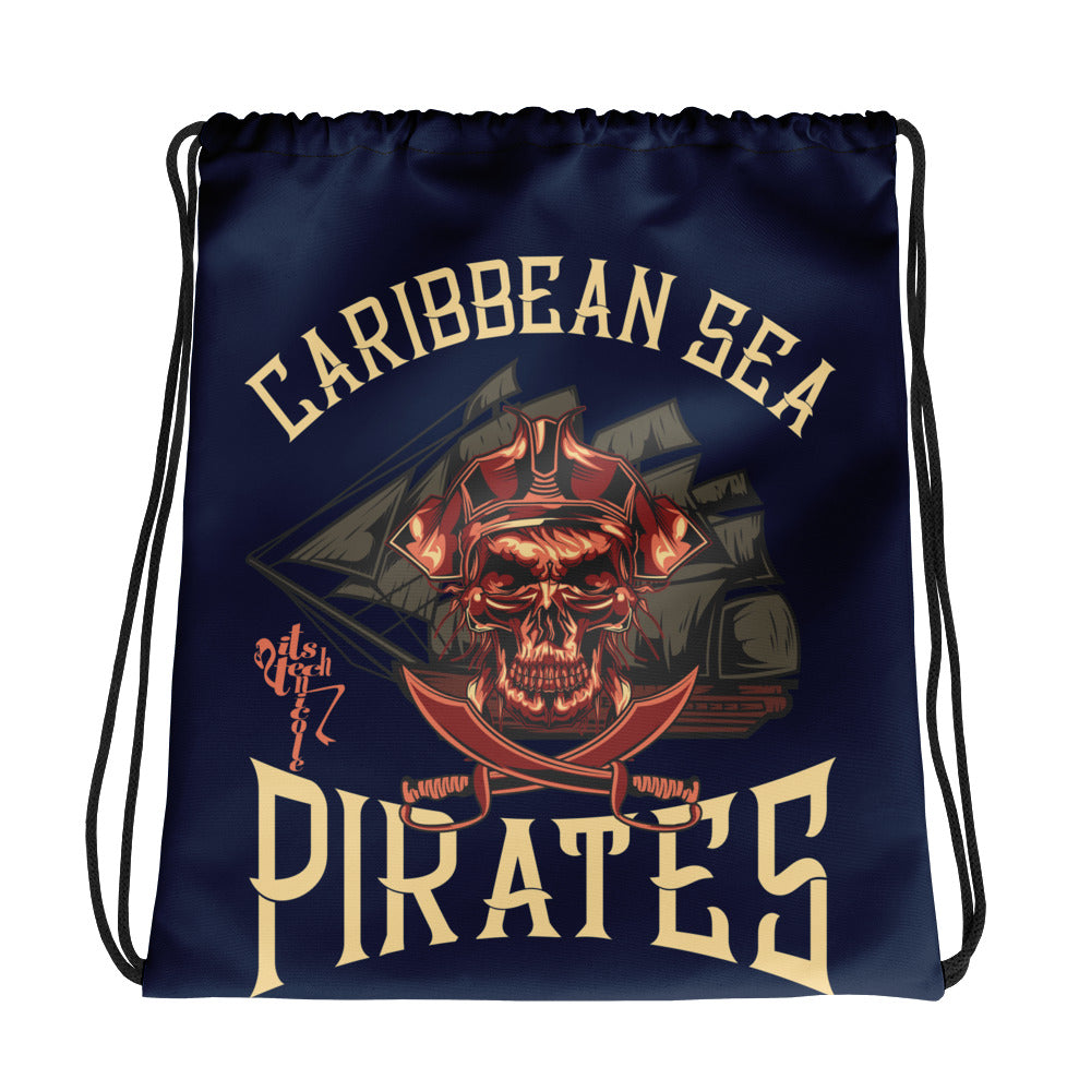 Caribbean Sea Pirates Drawstring bag
