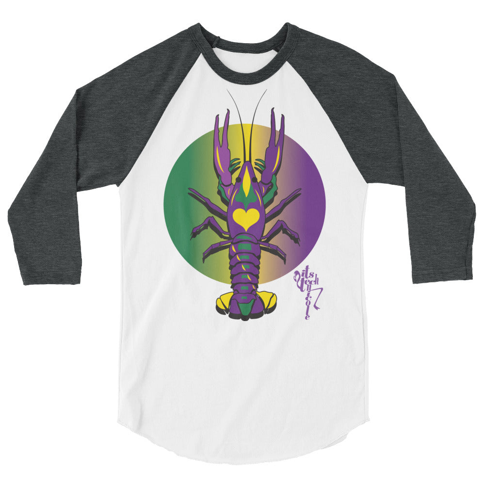 Mardi Gras Crawfish 3/4 sleeve raglan shirt