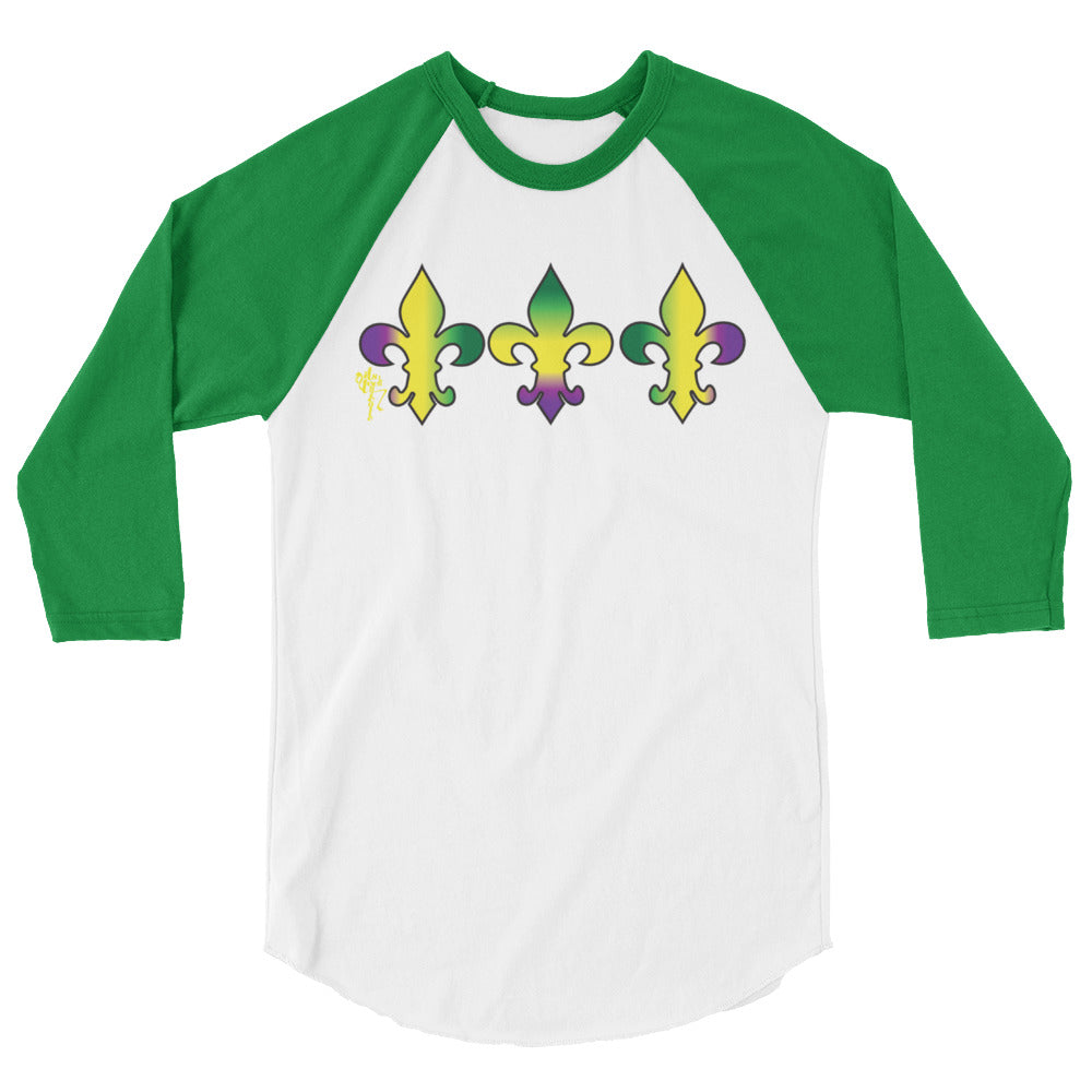 Mardi Gras Trio 3/4 sleeve raglan shirt