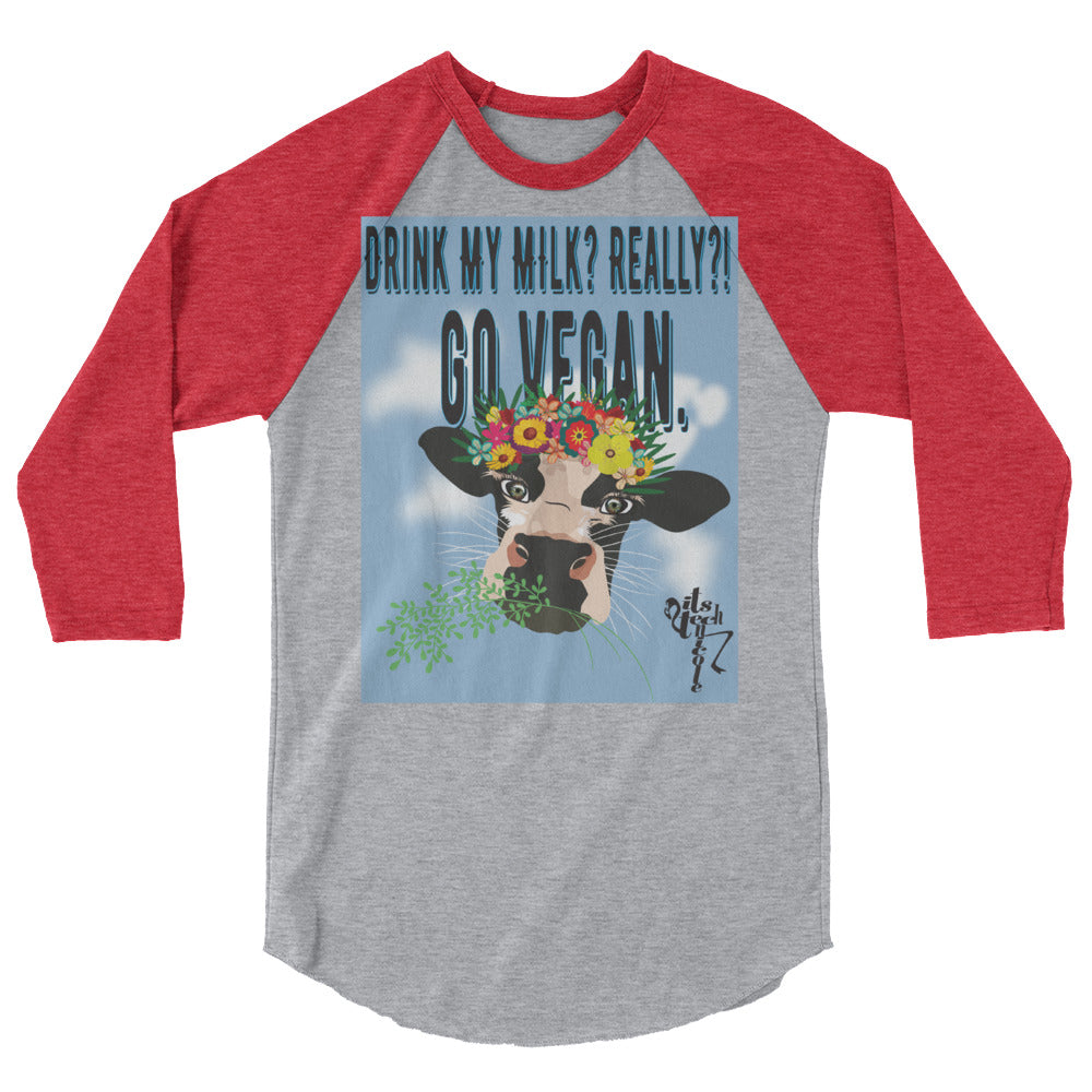 Go Vegan 3/4 sleeve raglan shirt