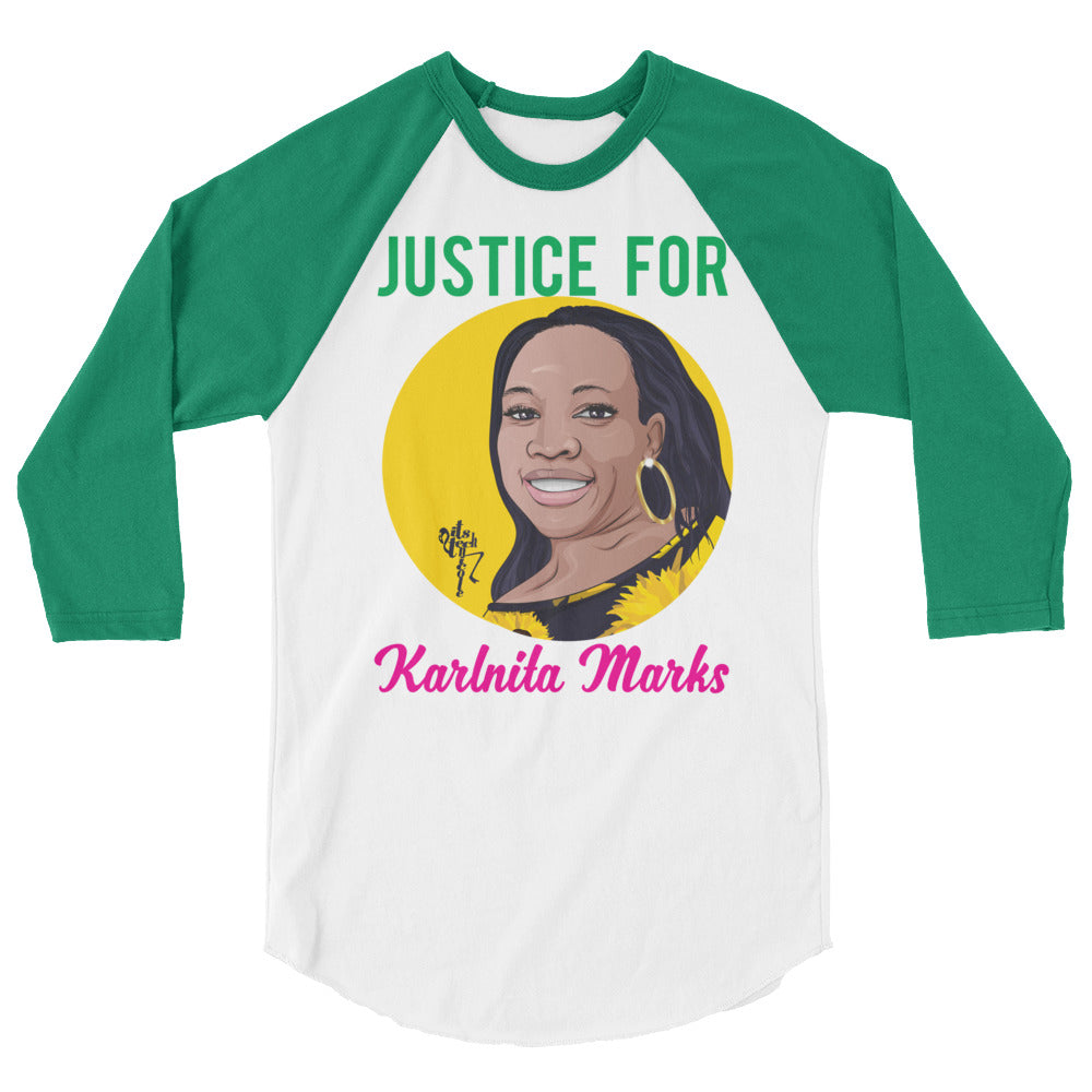 Justice for Karlnita Marks 3/4 sleeve raglan shirt
