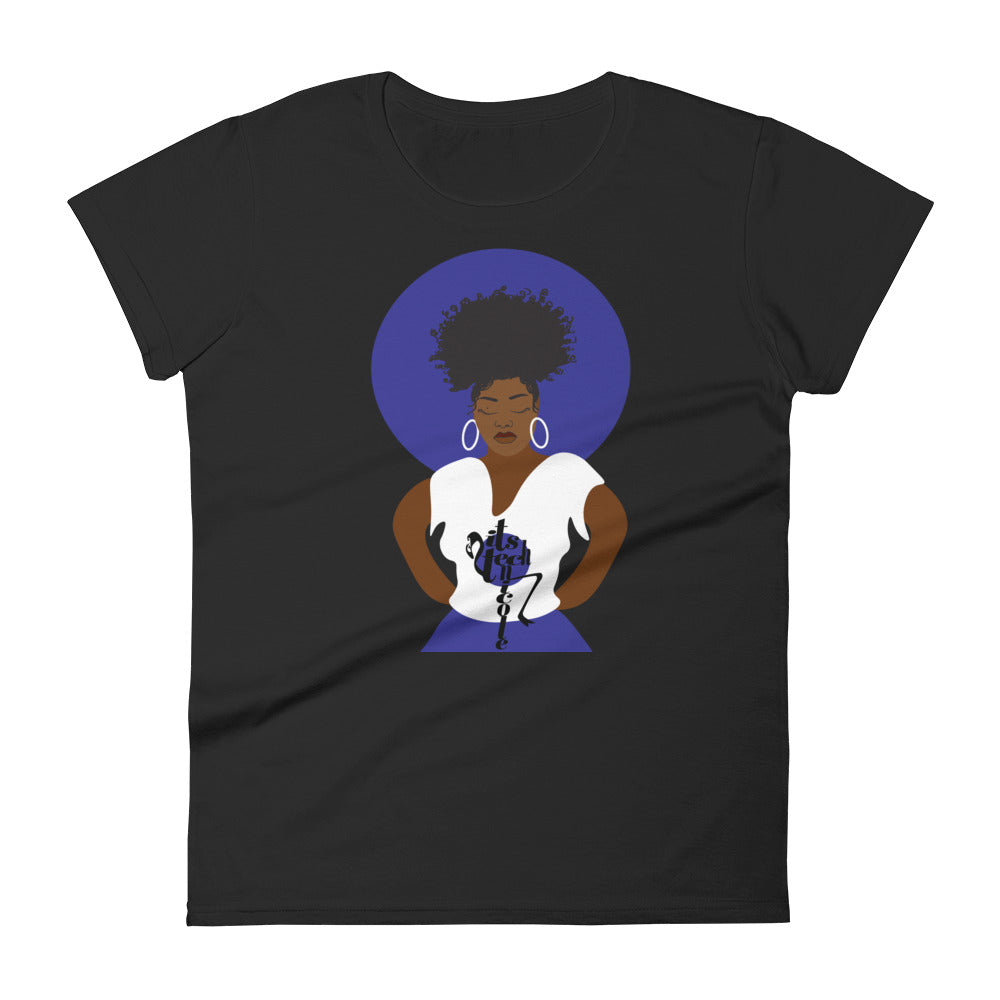 Blue and White Women's short sleeve t-shirt