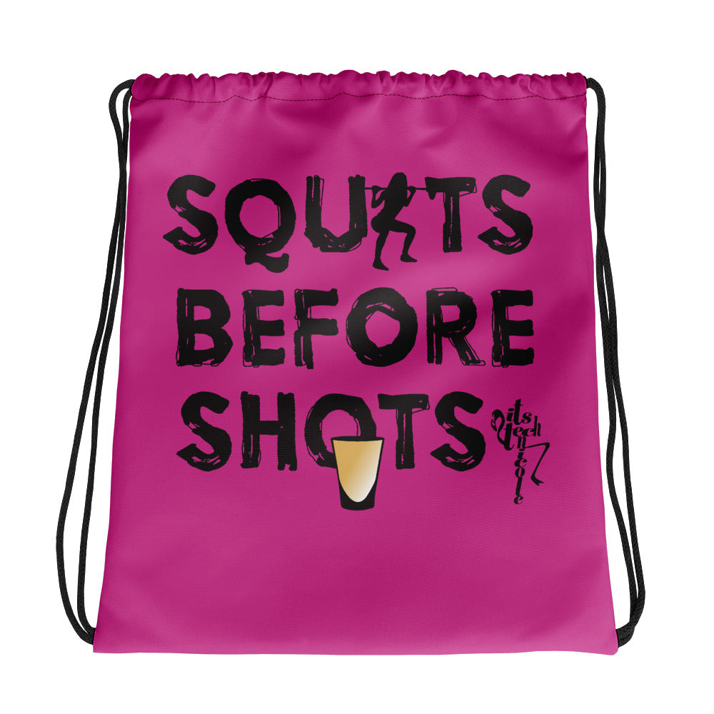 Squats Before Shots Drawstring bag