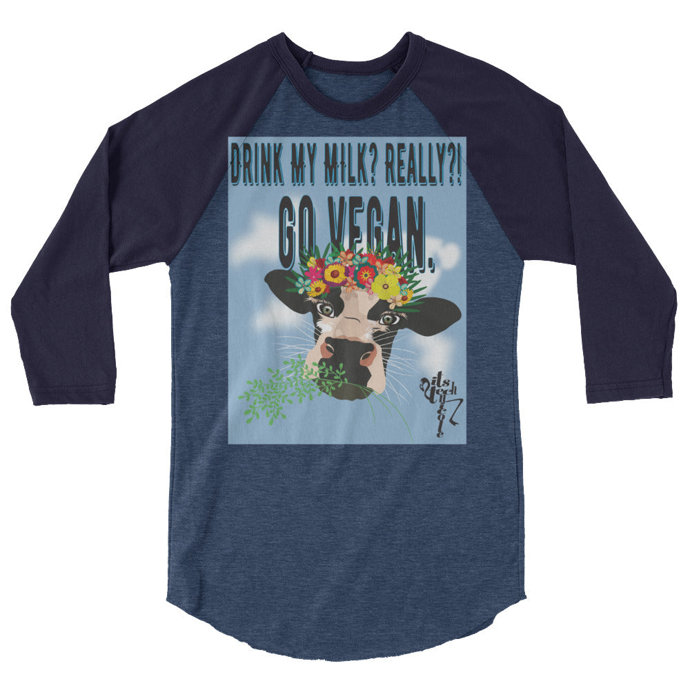 Go Vegan 3/4 sleeve raglan shirt