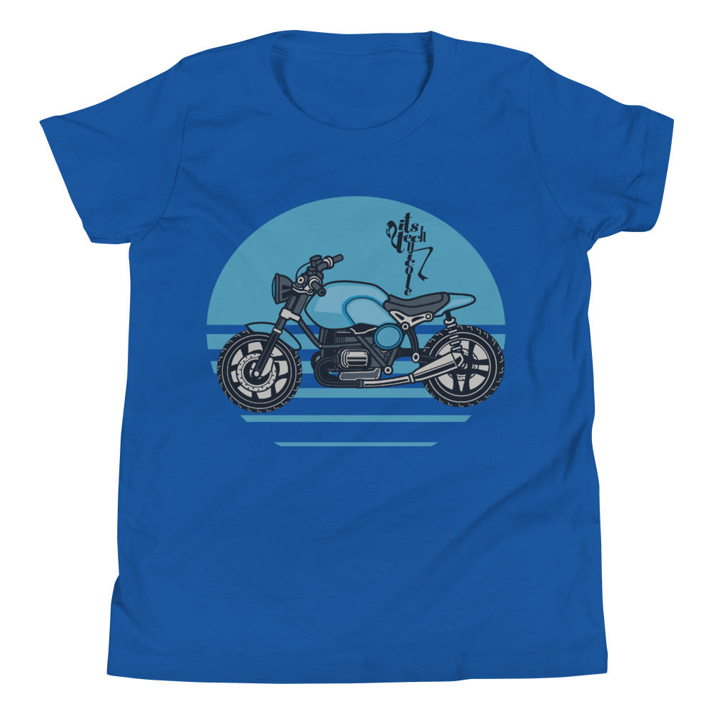 Motorcycle (Blue) Youth Short Sleeve T-Shirt
