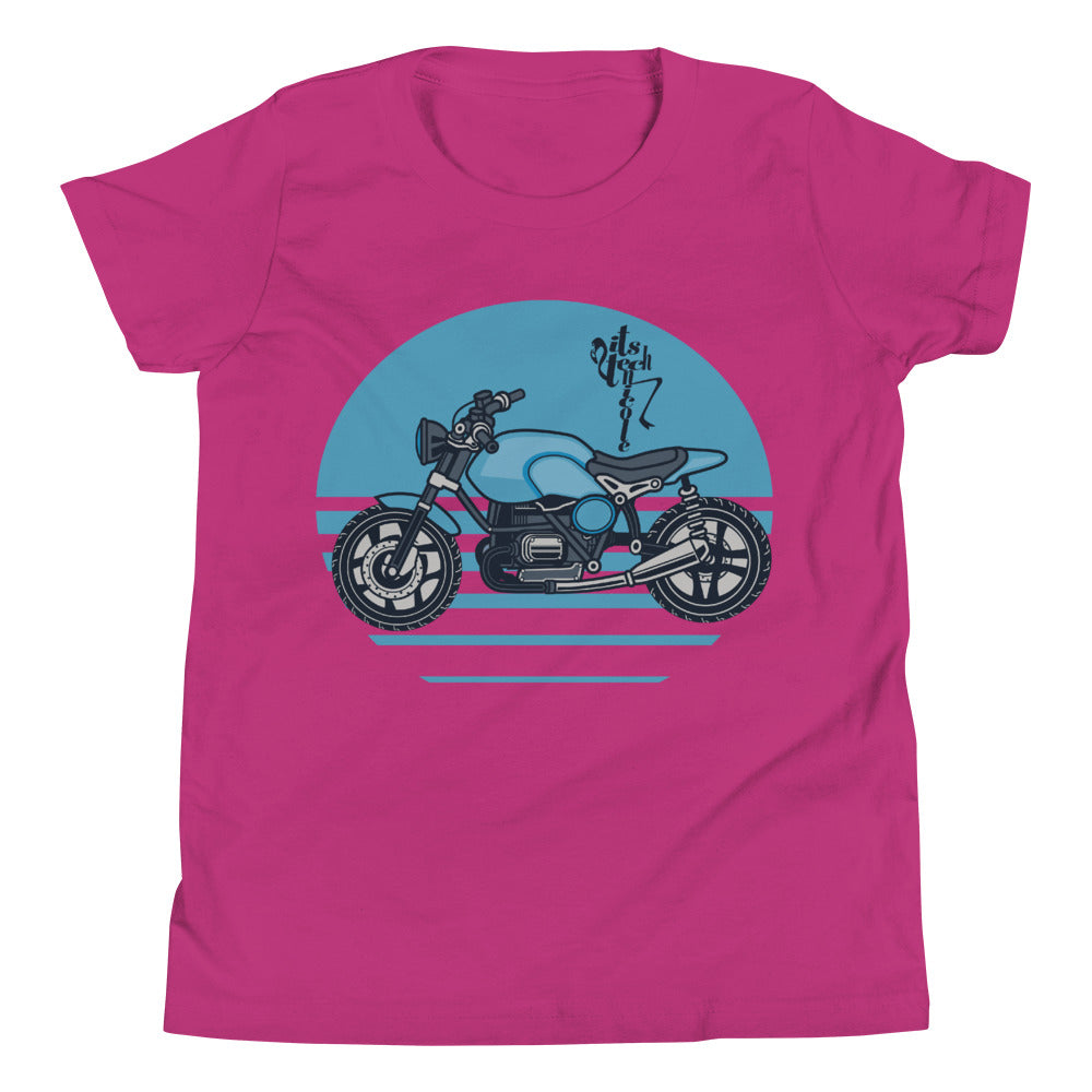 Motorcycle (Blue) Youth Short Sleeve T-Shirt