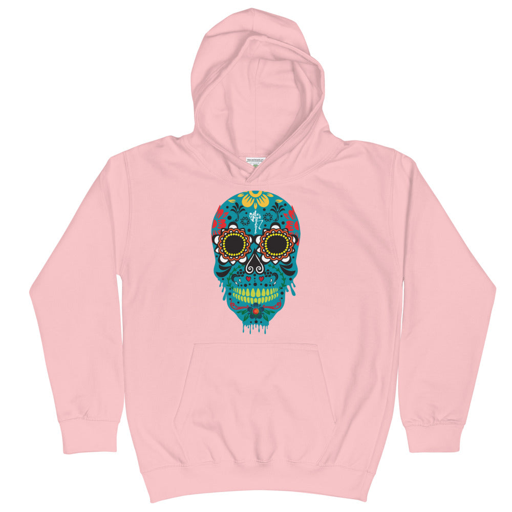 Dia de los Muertos Azul Kids Hoodie