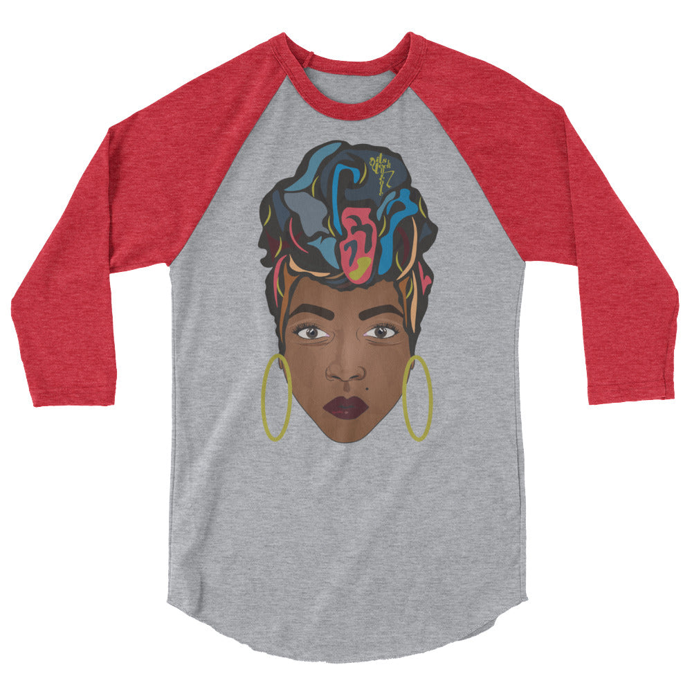 Wrap Queen: Multicolor 3/4 sleeve raglan shirt