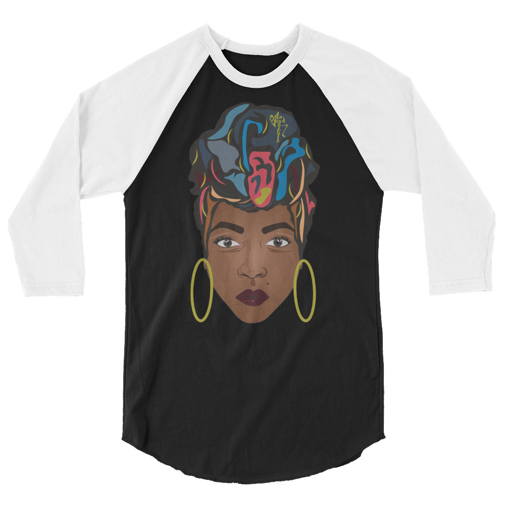 Wrap Queen: Multicolor 3/4 sleeve raglan shirt