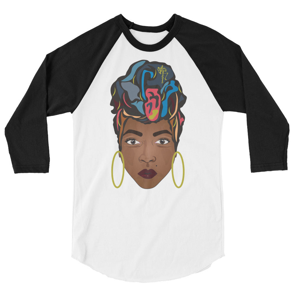 Wrap Queen: Multicolor 3/4 sleeve raglan shirt