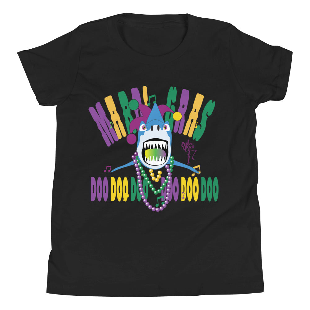 Mardi Gras Shark Youth Short Sleeve T-Shirt