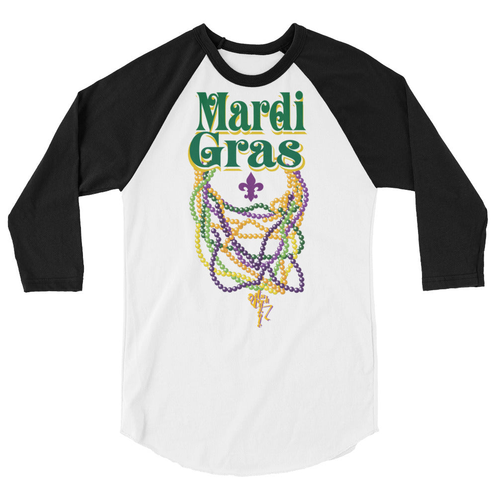 Mardi Gras Beads 3/4 sleeve raglan shirt