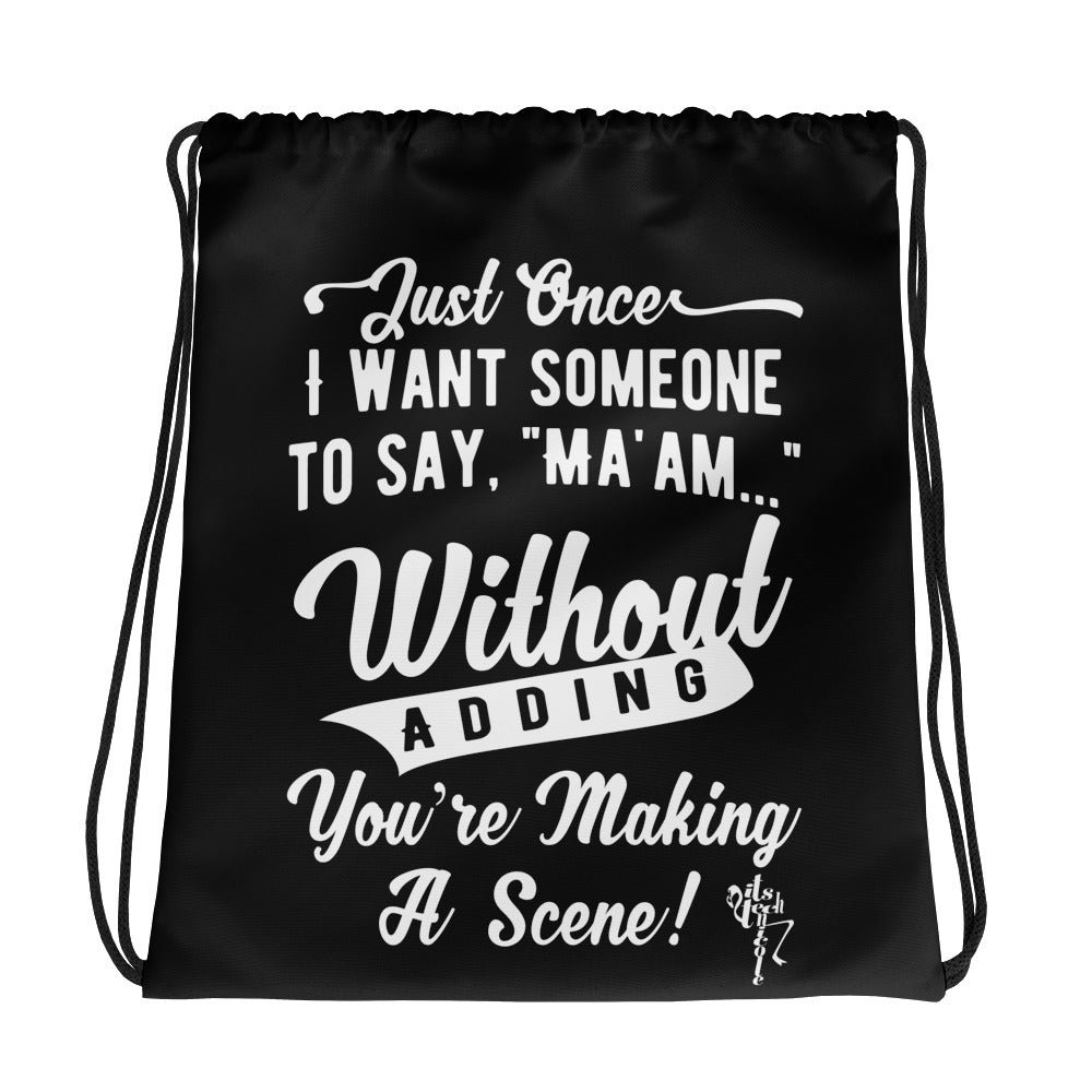 Making a Scene Drawstring bag