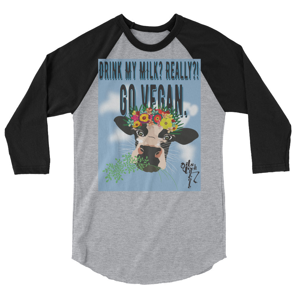 Go Vegan 3/4 sleeve raglan shirt