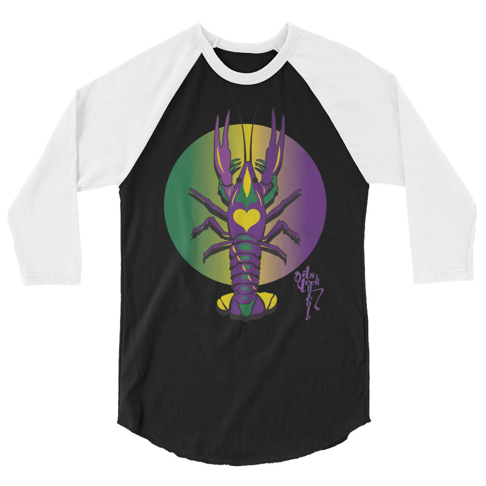 Mardi Gras Crawfish 3/4 sleeve raglan shirt