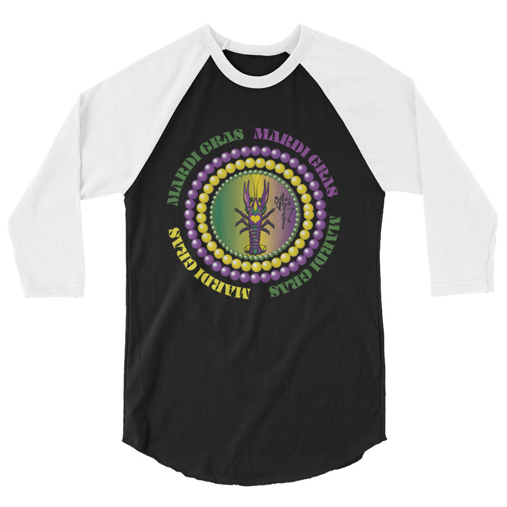 Mardi Gras 3/4 sleeve raglan shirt