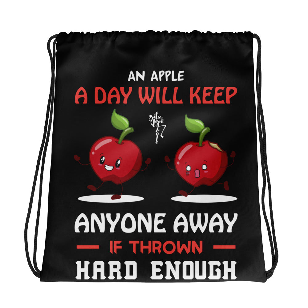 An Apple a Day Drawstring bag