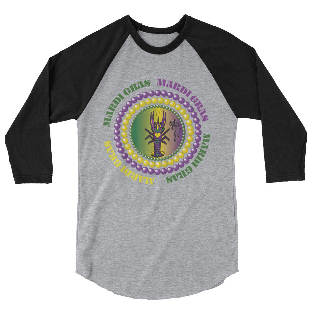Mardi Gras 3/4 sleeve raglan shirt