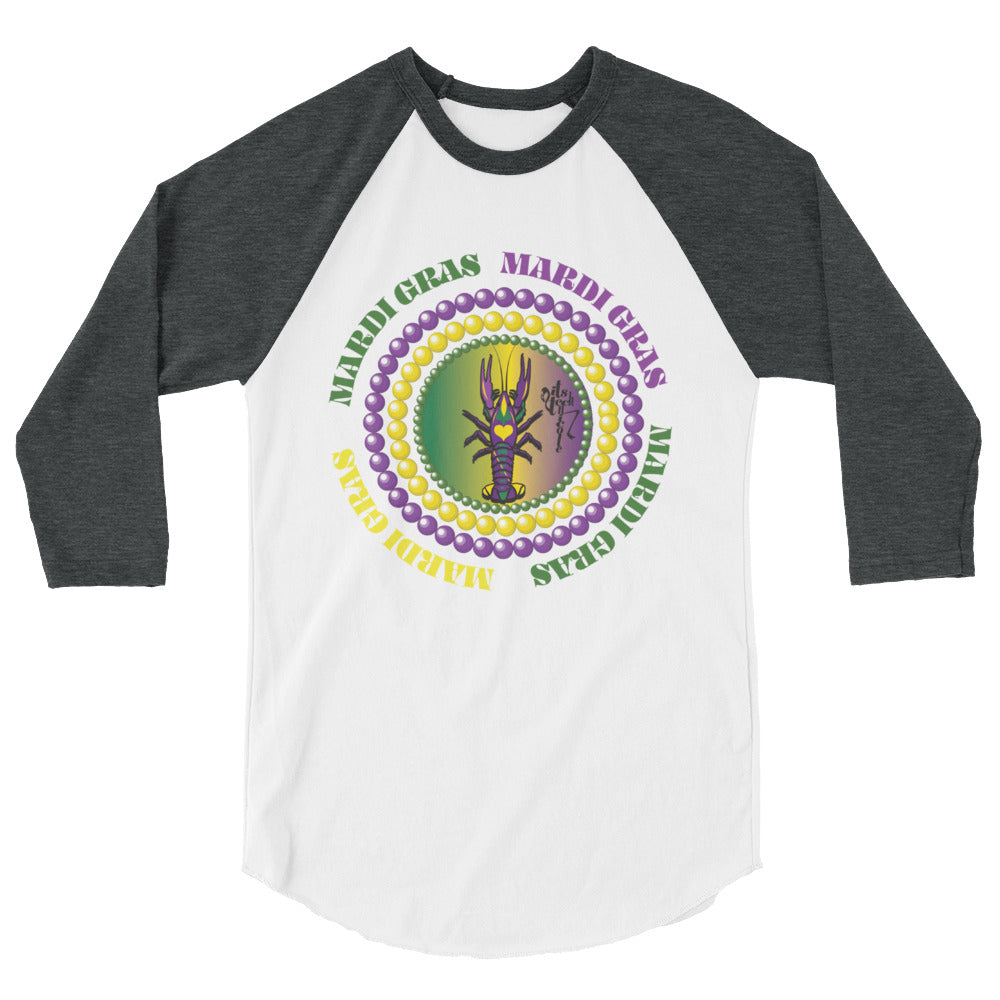 Mardi Gras 3/4 sleeve raglan shirt