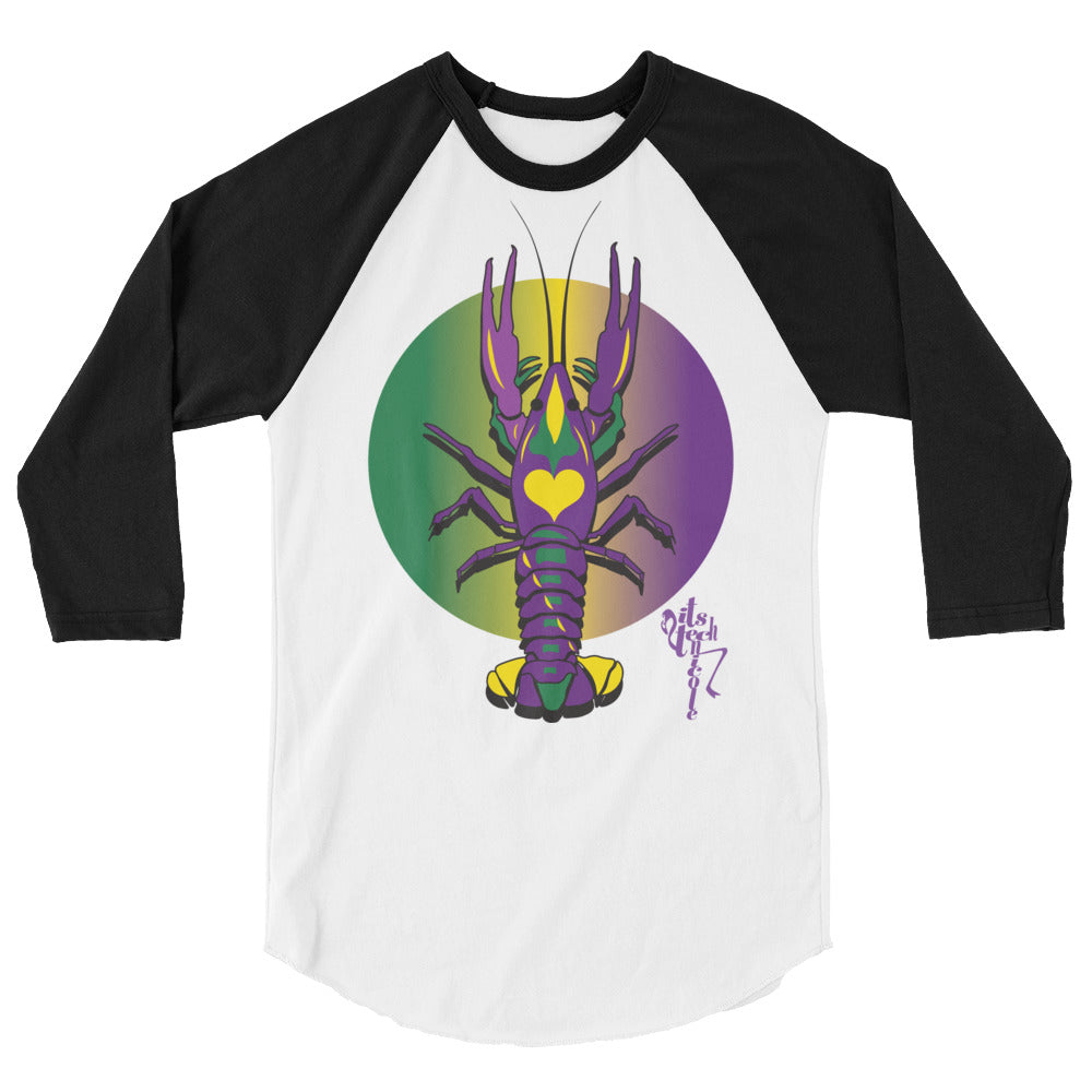 Mardi Gras Crawfish 3/4 sleeve raglan shirt
