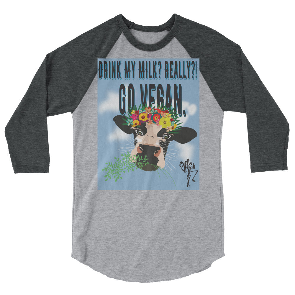 Go Vegan 3/4 sleeve raglan shirt
