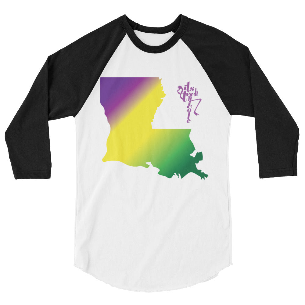 Mardi Gras Louisiana 3/4 sleeve raglan shirt