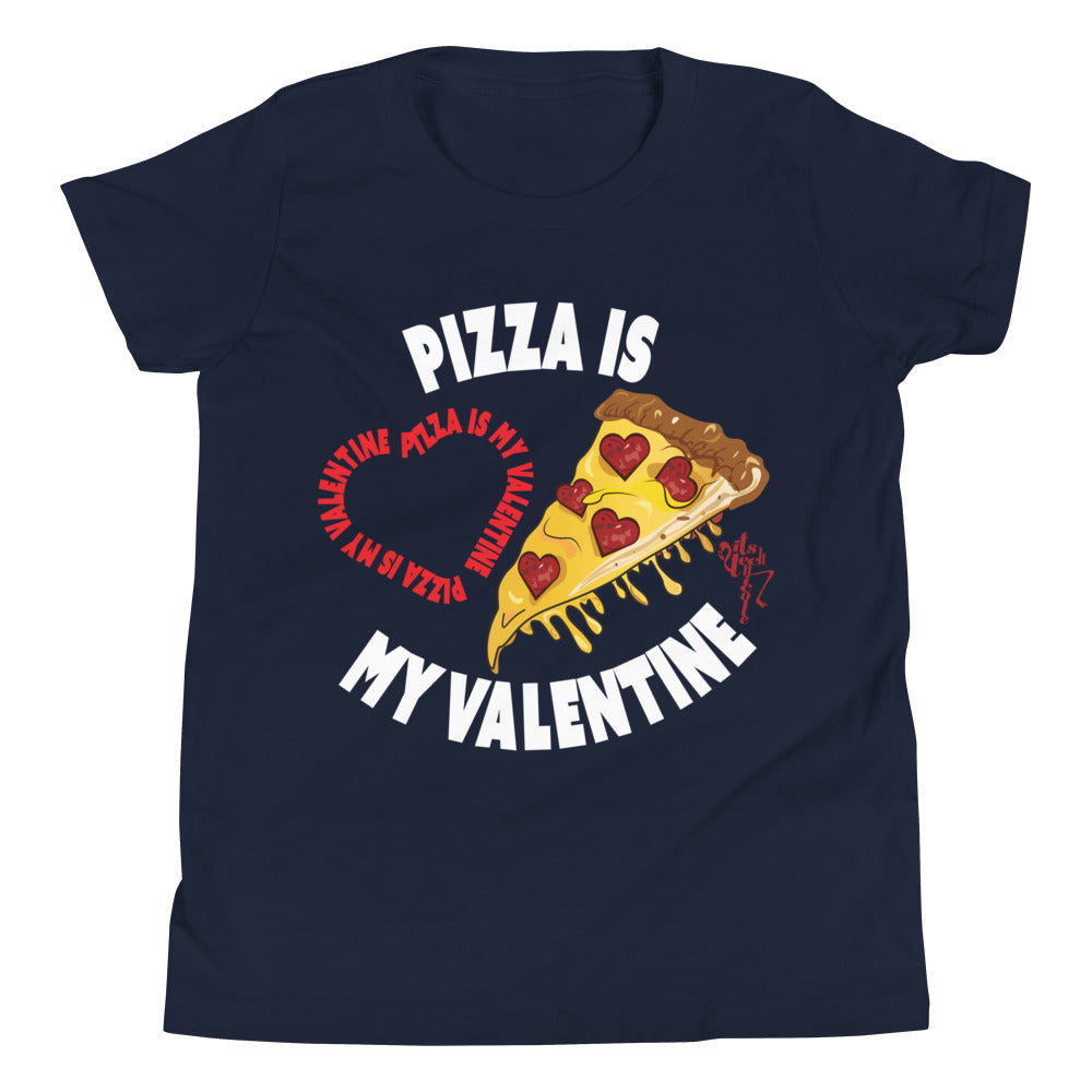Pizza Is My Valentine Youth (Dark) Short Sleeve T-Shirt