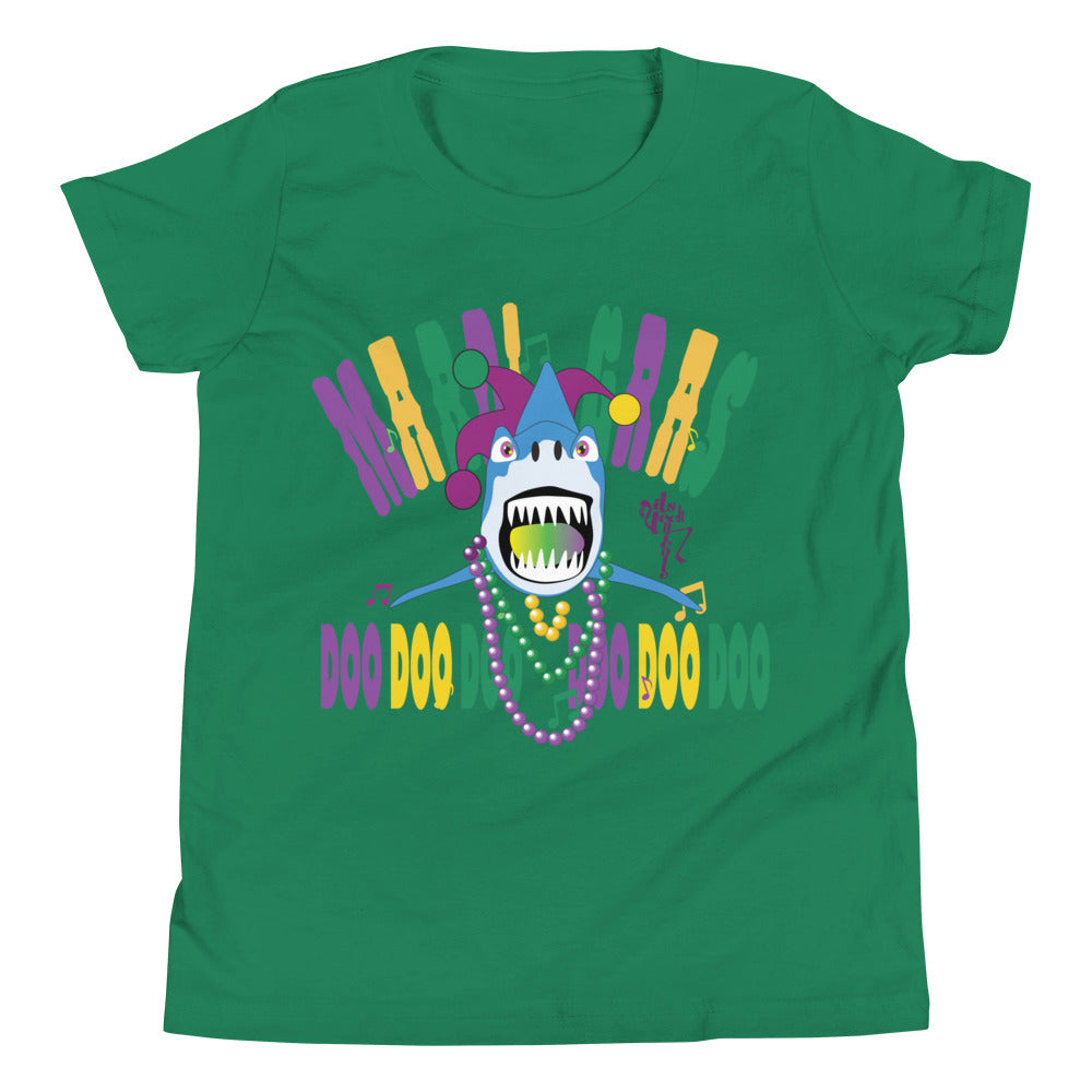 Mardi Gras Shark Youth Short Sleeve T-Shirt