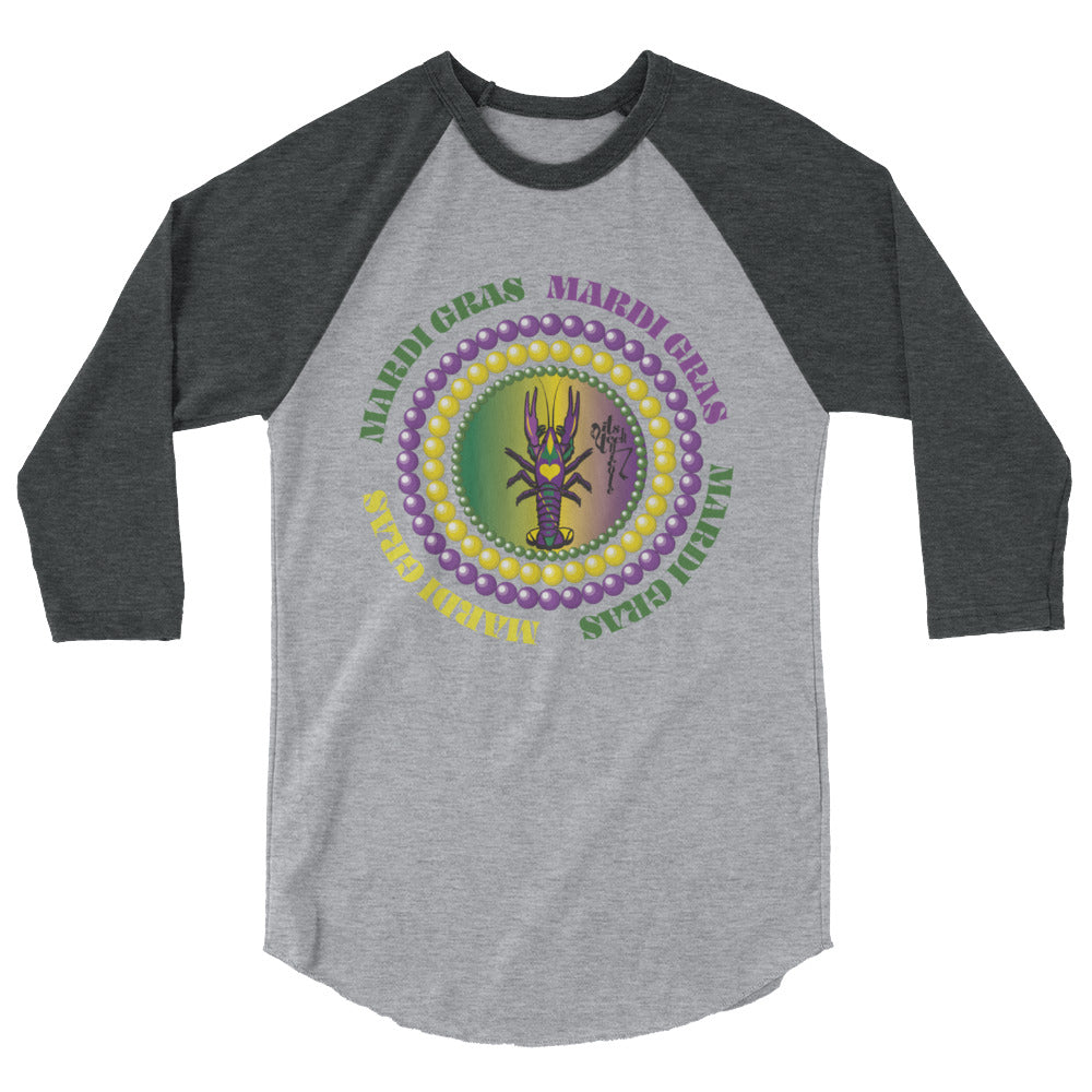 Mardi Gras 3/4 sleeve raglan shirt