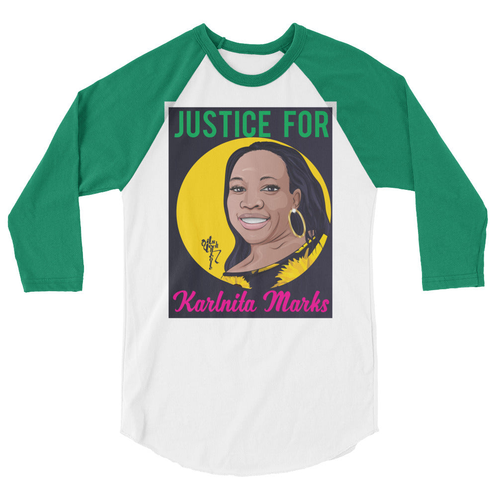 Justice for Karlnita Marks 3/4 sleeve raglan shirt