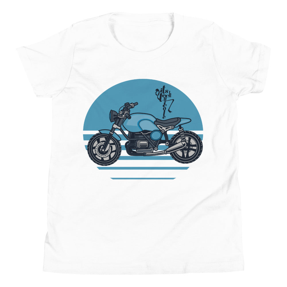 Motorcycle (Blue) Youth Short Sleeve T-Shirt