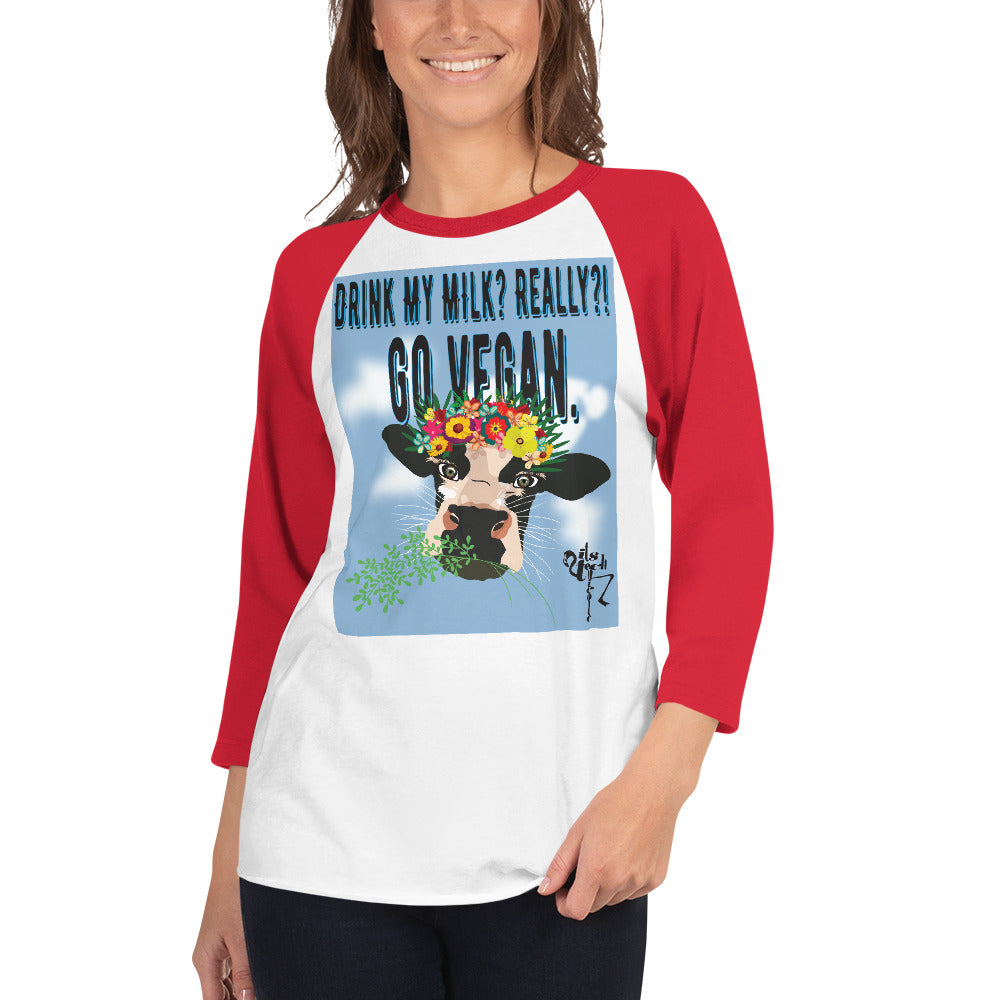 Go Vegan 3/4 sleeve raglan shirt