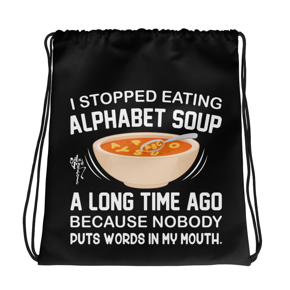 Alphabet Soup Drawstring bag