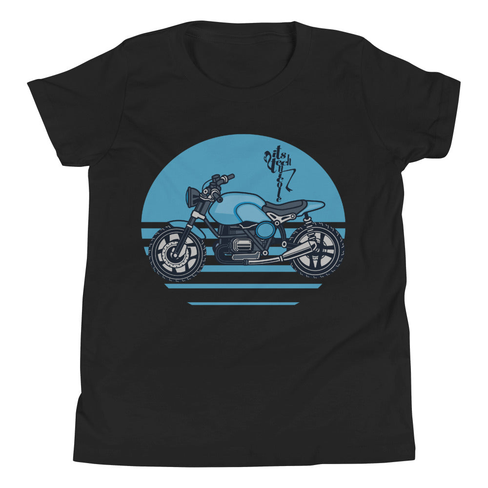 Motorcycle (Blue) Youth Short Sleeve T-Shirt