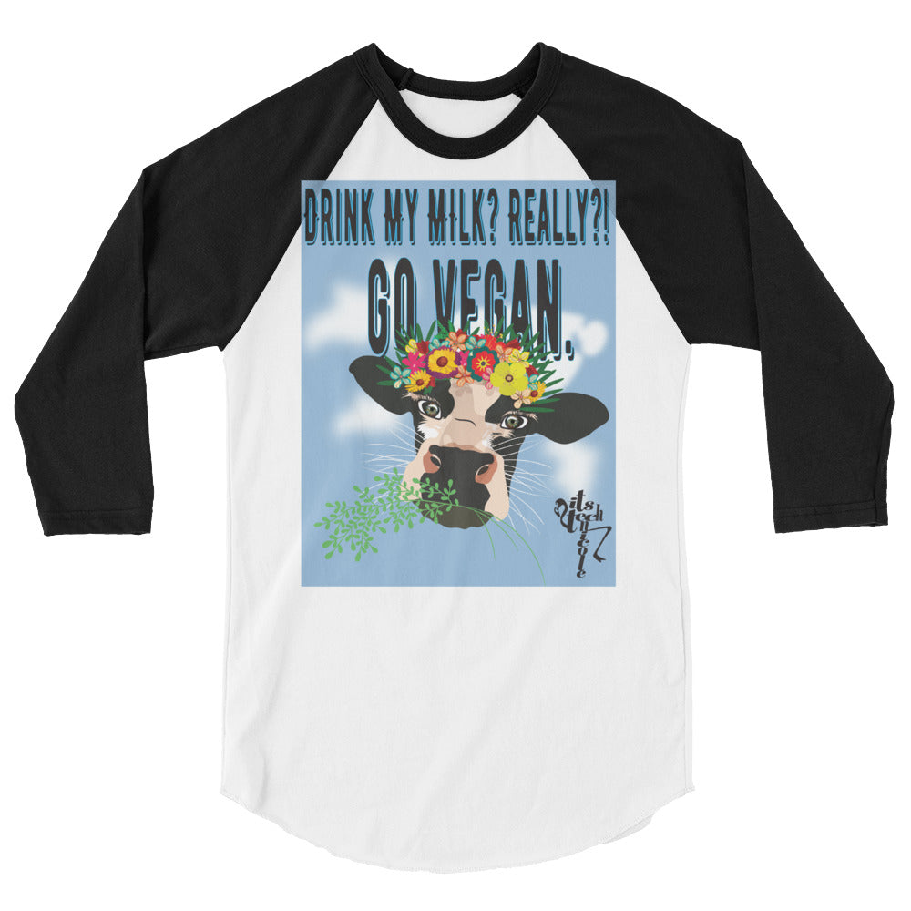 Go Vegan 3/4 sleeve raglan shirt