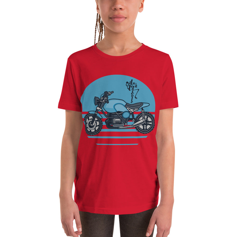 Motorcycle (Blue) Youth Short Sleeve T-Shirt