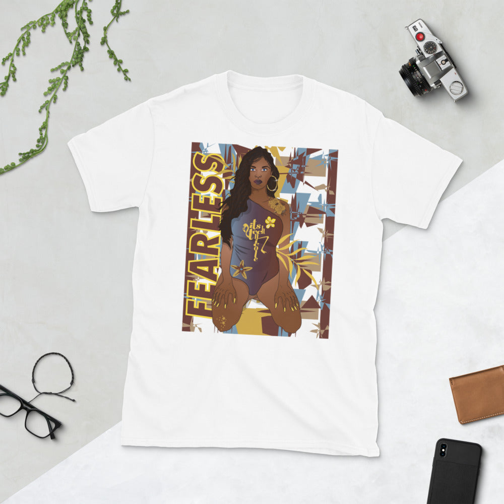 Art Inspired by Jordan 1 Mid SE Fearless Maison Chateau Rouge, Series 2 Short-Sleeve Unisex T-Shirt