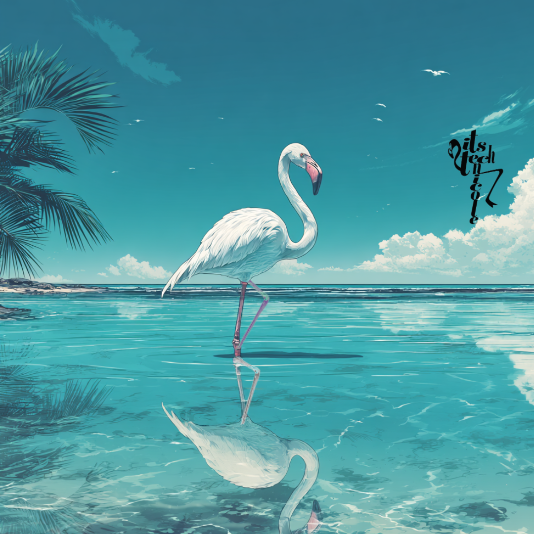 Image of a white flamingo by artist Itstechnicole 