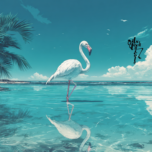 Image of a white flamingo by artist Itstechnicole 